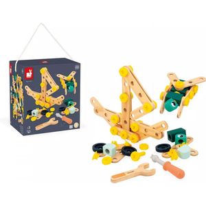 Janod Brico'Kids - Doe-het-zelf ton - 100-delig met accessoires en modelkaarten