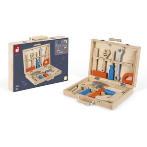 Janod - Brico'Kids Gereedschapskist - Houten Knutselgereedschap - Imitatiespeelgoed - 9 Accessoires