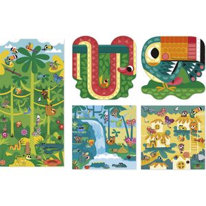 Janod - My Arts & Crafts - vanaf 5 jaar - stickers en decoraties - 5 afbeeldingen - creatieve set voor kinderen - leren fijne motoriek en concentratie - J07744