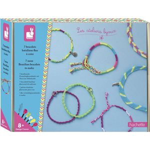 Janod - From 8 years old - Creative Kit 7 Brazilian Bracelets to Create - Jewelery Workshops - Creative Leisure - Dexterity, Concentration - J07929