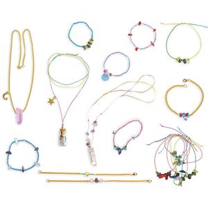 Janod - Set van 16 sieraden geluksbrengers om te maken – 3 halskettingen en 13 armbanden – de sieradenworkshops – creatieve vrijetijdsset voor kinderen – beweeglijkheid en concentratie – vanaf 8 jaar,