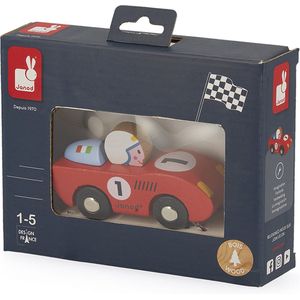 Janod - J08545 - Mini Houten Auto - Speed - Blauw en Rood - Hout