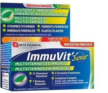 Forté Pharma - ImmuVit Junior - Kauwtabletten - Multivruchtensmaak - 30 Stuks