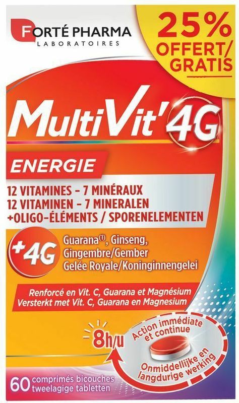 MultiVit'4G - Energie - Multivitaminen - 12 Vitamines - Mineralen
