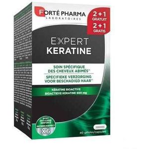 Forté Pharma Expert Keratine Voedingssupplement Beschadigd Haar 2+1 Gratis 120 Capsules