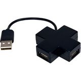 MCL - USB2-MX104/N - USB Hub - Zwart - 4-poorts, 12 cm kabel, Zelfgevoed