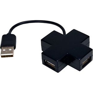 MCL - USB2-MX104/N - USB Hub - Zwart - 4-poorts, 12 cm kabel, Zelfgevoed