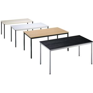eurokraft basic Universele tafel, rechthoekig, b x h = 1200 x 740 mm, diepte 600 mm, blad essenhoutdecor zwart, frame blank aluminiumkleurig