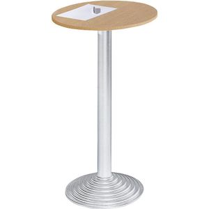 Bistrotafel met gietijzeren voet, 1 tafelblad, beukenhoutdecor, zuil aluminiumkleurig