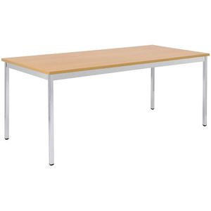 eurokraft basic Universele tafel, rechthoekig, b x h = 1400 x 740 mm, diepte 700 mm, blad beukenhoutdecor, frame verchroomd