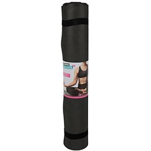 UPFIT - Activiteitsmat – afmetingen: 180 x 60 cm – kleur: zwart – 2 elastieken voor rolmat – gemakkelijk op te bergen en te vervoeren – schuimrubber geruit voor een betere grip op handen en voeten