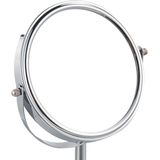 MSV Make-up spiegel - 2-zijdig/vergrotend - op stevige voet - chrome zilver - 15 x 16 cm
