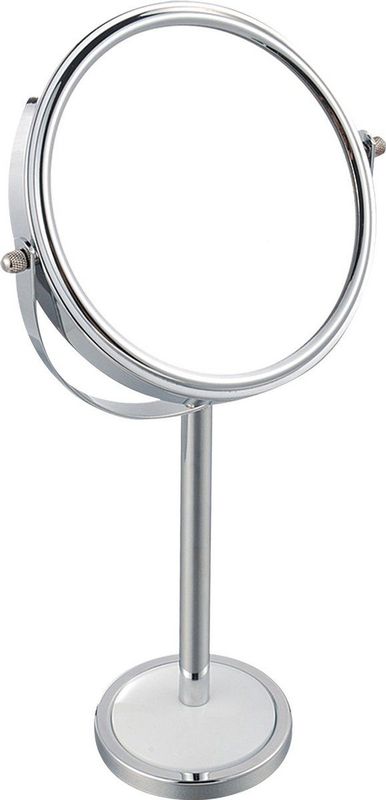 MSV Make-up spiegel - 2-zijdig/vergrotend - op stevige voet - chrome zilver - 15 x 16 cm