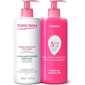 Topicrem - Ultra-Moisturizing Body Milk - 2x500ml - Hydraterend - Voor Droge Huid
