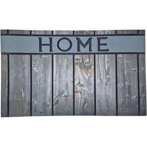 Deurmat - met print - rubber - houtlook - groen - 45 x 75 cm - schoonloopmat - Deurmatten