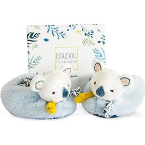 Doudou et Compagnie - Babyschoenen met rammelaar - Yoca le Koala - 0/6 maanden - Wit en blauw - DC3675
