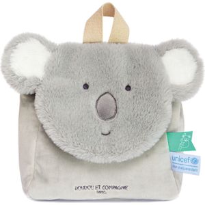 Doudou et Compagnie - Collectie UNICEF - Pluche rugzak Koala grijs - 20 x 20 x 10 cm - Ideaal cadeau voor baby meisjes en jongens - Voor de kinderdag/oppas - Baby & Me - DC3832