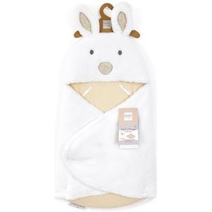 DOUDOU ET COMPAGNIE - Knuffelnest konijn Happy Wild - pluche materiaal beige en wit - voor autostoel, Cosi, kinderwagen - baby 0 tot 6 maanden - 69 cm - geboortecadeau - DC4041