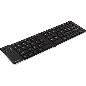 Opvouwbaar plat bluetooth-toetsenbord, draadloos toetsenbord met mobiele telefoon en tablethouder voor iOS/Windows/Android