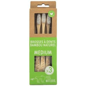 FEEL NATURAL 858713 middelgrote tandenborstels, set van 3