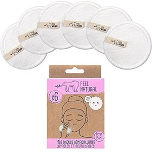Navulverpakking met 6 pads om make-up te verwijderen, katoen
