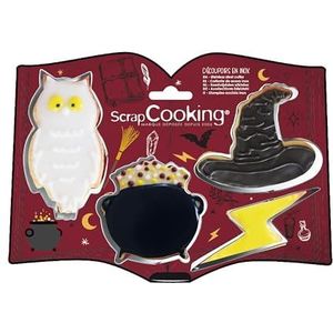 ScrapCooking - 4 uitsteekvormen tovenaar – koekjesvorm van roestvrij staal – bakvormen voor kleine taarten – accessoires voor gebak verjaardag decoratie – 2071