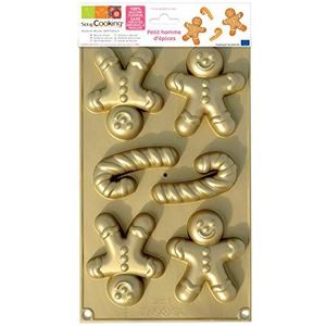 Scrapcooking 3140 kleine peperkoekvorm, silicone, goudkleurig, 34,5 x 18 x 2,5 cm