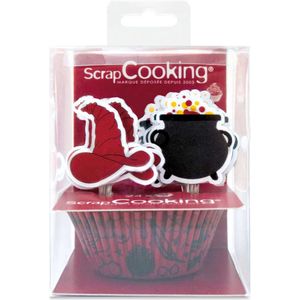 ScrapCooking 4906 Cupcake-vormpjes & topper, motief: tovenaar, decoratie voor gebak, desserts, cake, koekjes, verjaardagen, 24 stuks