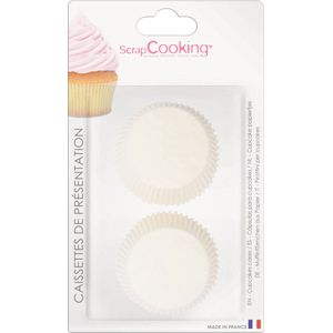 ScrapCooking - Set van 36 witte cupcakevormpjes en muffins – decoraties papieren bekers voor gebak – presentatie- en bakvormpjes – kleur: wit transparant – 4909