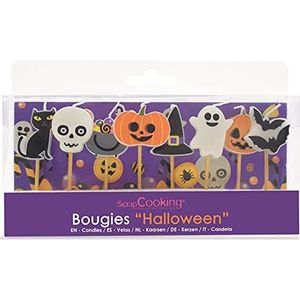 ScrapCooking 5031 Set met 8 Halloween-kaarsen, decoratie, hout, paraffine, cake, pompoen, kat, geest, accessoires, verjaardag, feest, kinderen, cupcake, gebak, taartdesign