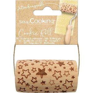 SCRAP COOKING - Mini-roller van hout ""ster"" – decoratie met gegraveerde afdrukken in reliëf – bakvorm voor decoratie van koekjes, koekjes – 5302