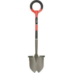 Root Slayer, Border tuinschep met V-vormig blad – Multifunctionele tuinschop met zaag en mes – Spade met rond blad – Tuingereedschap – Schop & wortelzaag voor tuinieren - Boomwortelspade