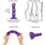 Strap-On-Me - Anaal Dildo - Buttplug Geisha Balls met losse roterende balletjes - paars - maat XL