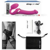 Strap-On-Me - Vibrerende Strapless Voorbinddildo Met Luchtdrukstimulatie - Roze - Maat S