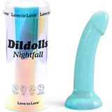 Love to Love - Dildo - Dildoll Nightfall - Buigbaar - Siliconen - Blauw Met Gouden Glitterende Sterren