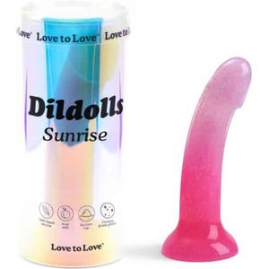 Love To Love - Dildo - Dildoll Sunrise - Buigbaar - Siliconen - Met Glitters - Roze