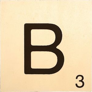 Houten Bordje 10x10x0.5cm - B - Zwarte Letter/Woordwaarde - Onbehandeld - Onderzetter/Homedeco