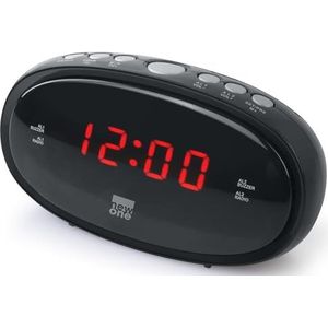 New One - CR 100 - Wekkerradio - Grijs - Groot Display, Dubbel Alarm, Sluimerfunctie, Slaapfunctie