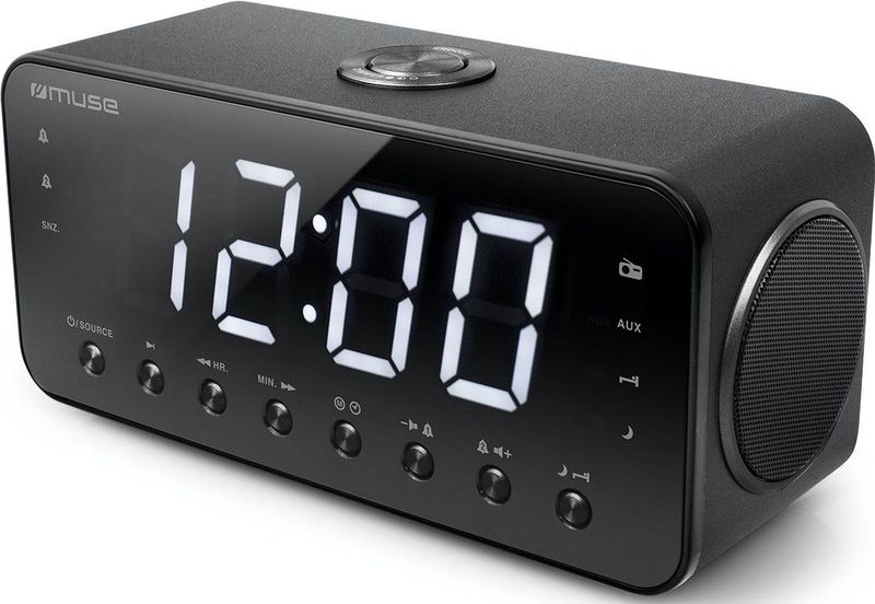 Muse M-192 CR Wekkerradio - Houten Uitvoering - Jumbo Display - USB-Laadfunctie