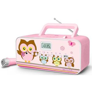 Muse M-29KP - Draagbare Radio/CD-/MP3-speler met Microfoo - Roze