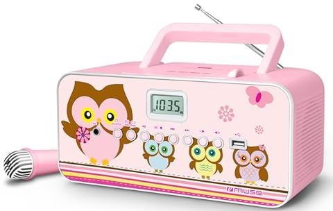 Muse M-29KP - Draagbare Radio/CD-/MP3-speler met Microfoo - Roze