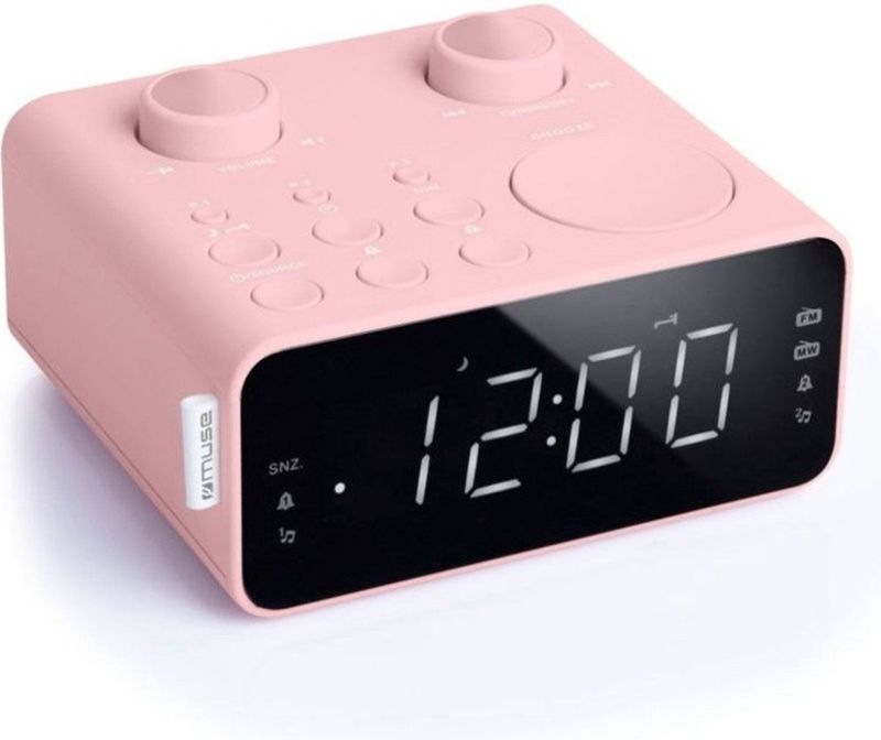 Muse M-17CPK - Digitale Wekkerradio - Roze - Groot Display
