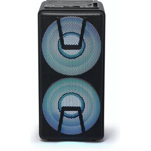 Muse DJ-Party-Box, tragbarer Bluetooth-Lautsprecher mit CD-Player, Stereo-Pairing, Farbwechsel-Lichtern und eingebauter Batterie, 150 Watt, schwarz (M-1820 DJ)