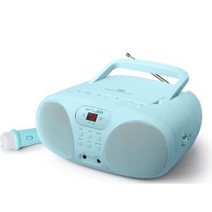 Muse MD-203KB - Boombox met radio/CD-speler en microfoon, kids, lichtblauw