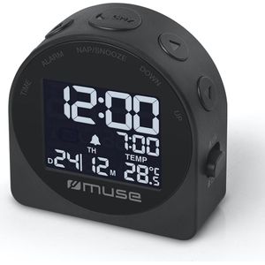 Muse M-09C - Reiswekker met temperatuur- en datum weergave, donkergrijs