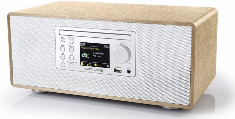 Muse - M-695DBTW - Radio - Wit/Bruin - DAB+, FM, Bluetooth, CD-speler, TFT-LCD-display