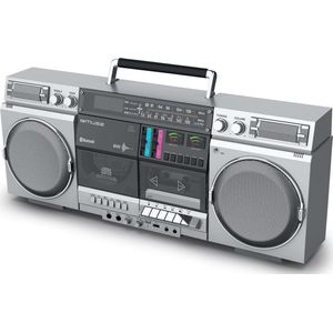 MUSE M-380GBS Boombox retro cassette met cd-speler, AUX en Bluetooth, compatibel met smartphone, cassetterecorder, cool vintage design