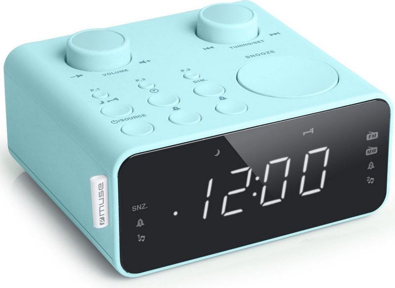 Muse M-17CB - Digitale wekkerradio met groot display, blauw