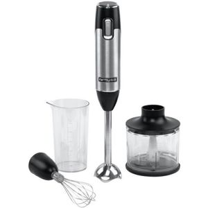 Muse MS-05 HB Hand Blender, 600 W vermogen, roestvrijstalen blender, variabele snelheid, met beker en hakmolen kom, gemakkelijk te reinigen, keukenapparaat, elektrische handmixer