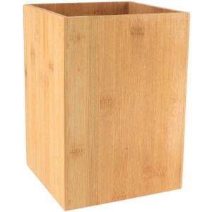 Badkamer prullenbak - 7.5L - licht bruin - bamboe - 26 cm